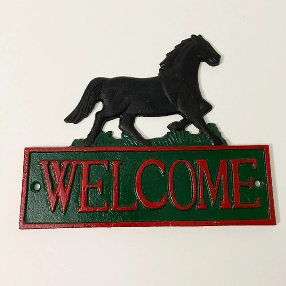 Cast  Iron Horse Welcome Door Hanger Sign Farmhouse Decor - Picture 4 of 16